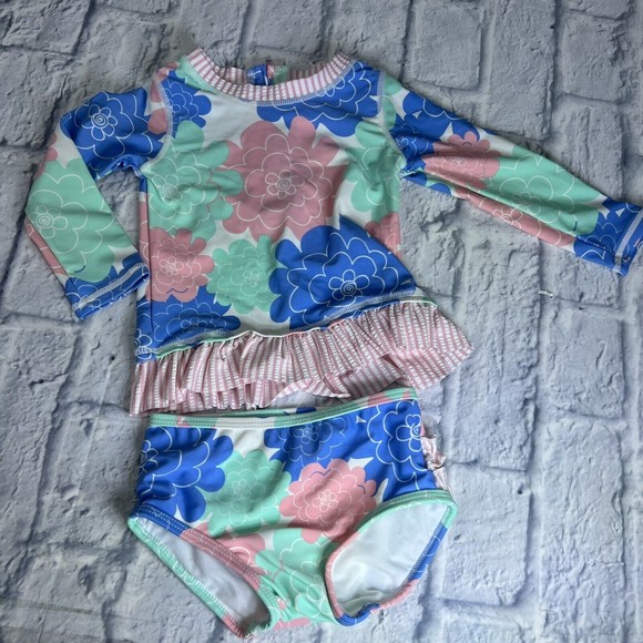 Ruffle Butts Other - RuffleButts Swimwear Size 18-24 Girls 2-Piece Rash Guard. Long Sleeved Swimsuit
